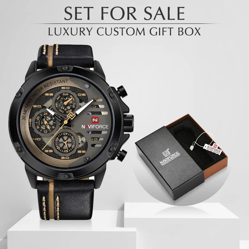 Men's Watches NAVIFORCE Brand Luxury Quartz Watch Man Leather Sport Wristwatches – Image 2