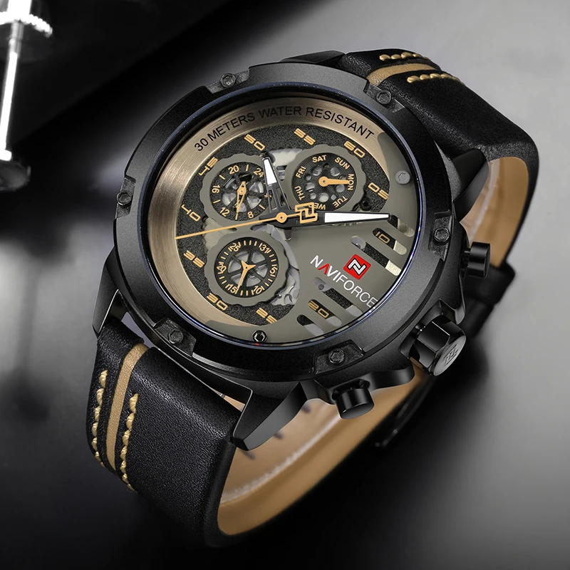 Men's Watches NAVIFORCE Brand Luxury Quartz Watch Man Leather Sport Wristwatches – Image 3