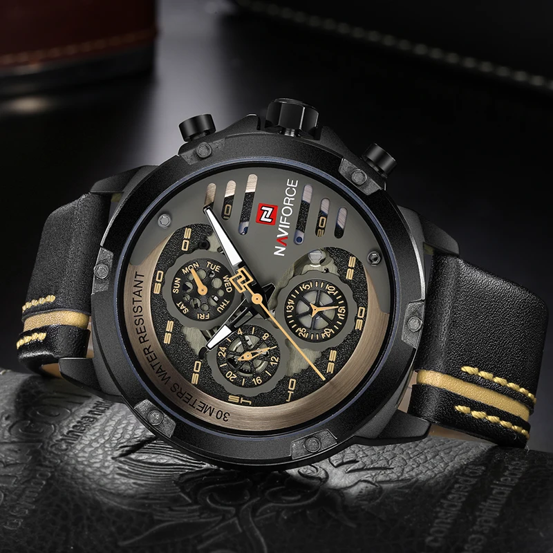 Men's Watches NAVIFORCE Brand Luxury Quartz Watch Man Leather Sport Wristwatches – Image 4